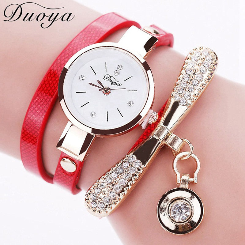 Duoya Brand Bracelet Luxury Gold Crystal Watch