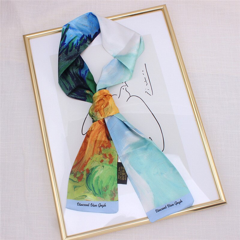 88*5cm Gustav Klimt & Vincent Van Gogh Oil Painting Twill Silk Handkerchief