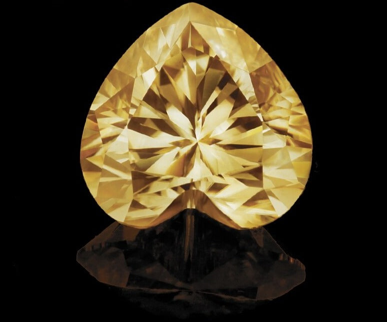 Champagne, Dark yellow, Light yellow Color Heart Shape Moissanite, GRA.