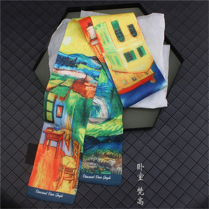 88*5cm Gustav Klimt & Vincent Van Gogh Oil Painting Twill Silk Handkerchief