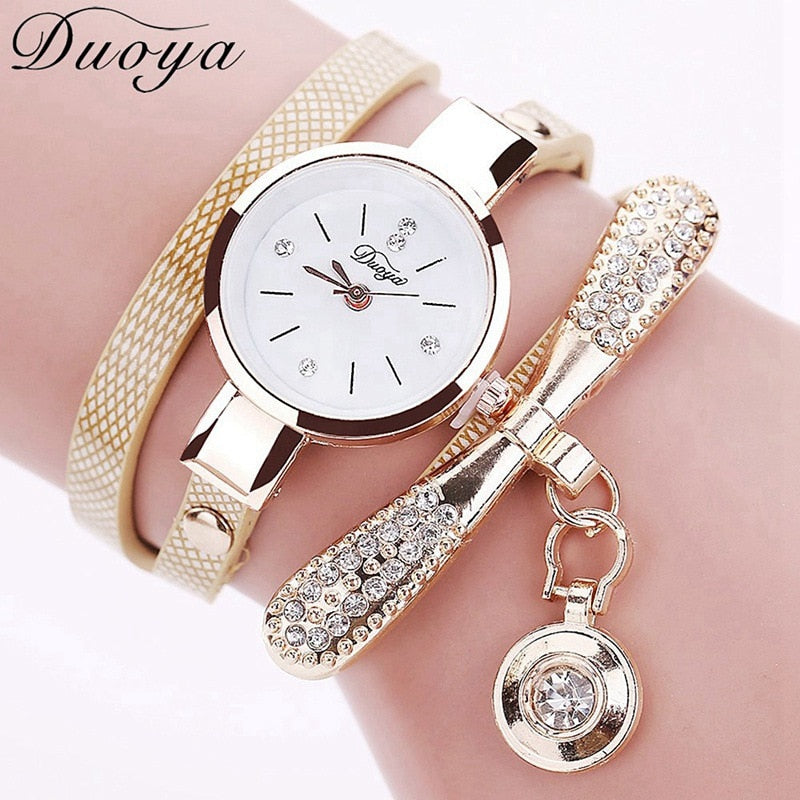 Duoya Brand Bracelet Luxury Gold Crystal Watch