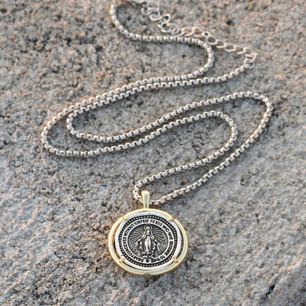 Virgin Mary Catholic Miraculous Medal Pendant Necklace