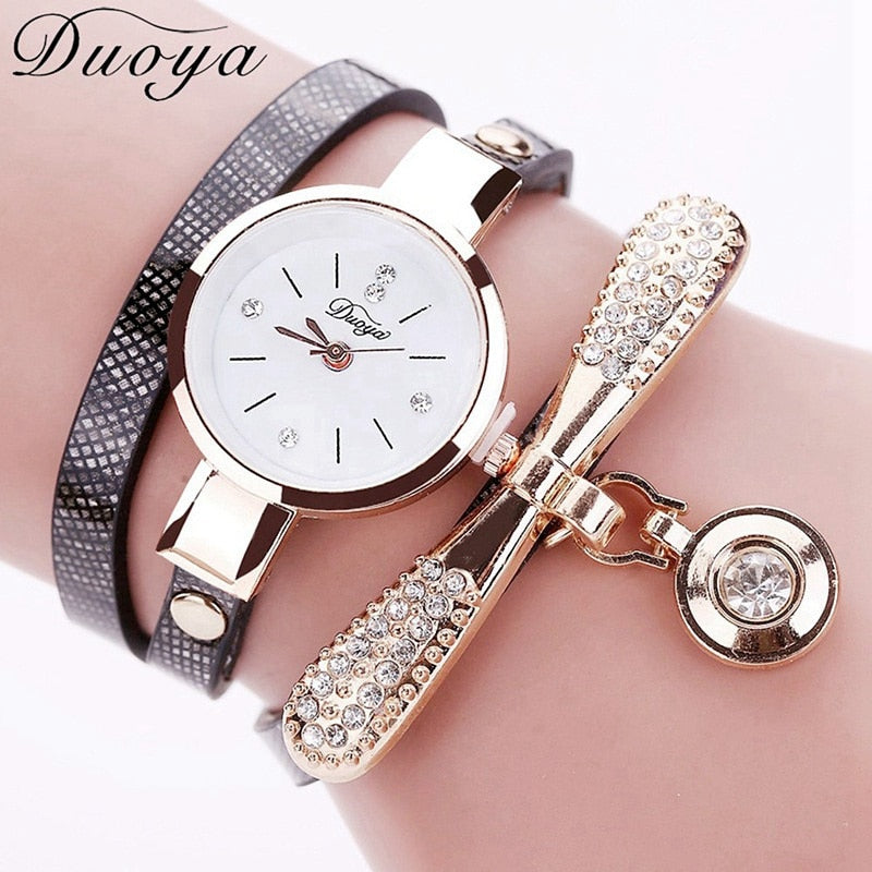 Duoya Brand Bracelet Luxury Gold Crystal Watch