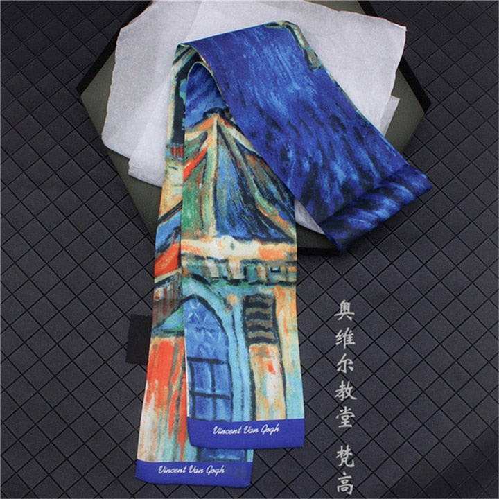 88*5cm Gustav Klimt & Vincent Van Gogh Oil Painting Twill Silk Handkerchief