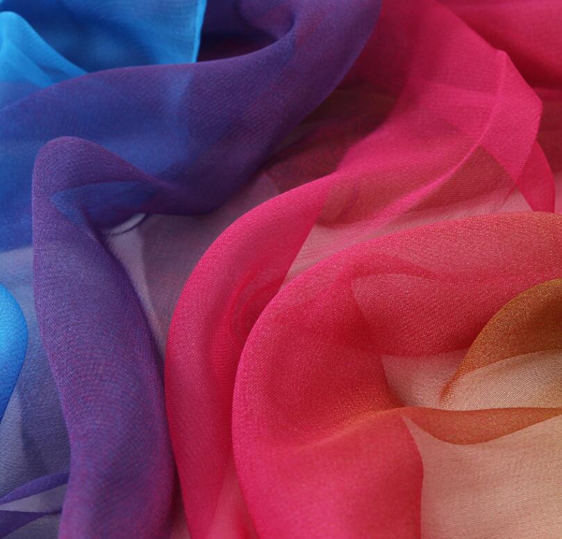 50*160cm Foulard Gradient Solid Color Georgette Shawl