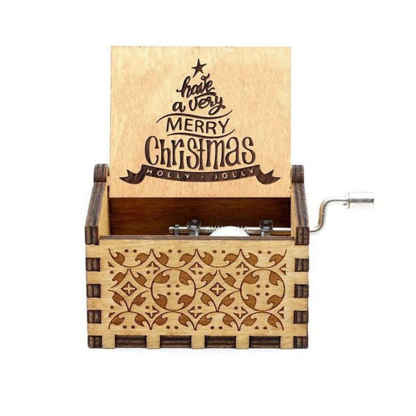 Christmas Wooden Hand Crank Music Box