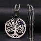 Sun Tree of Life Opal Stainless Steel Necklace