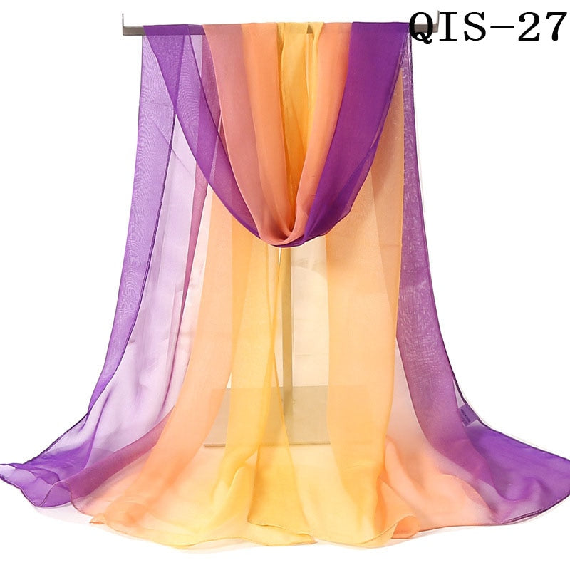 50*160cm Foulard Gradient Solid Color Georgette Shawl