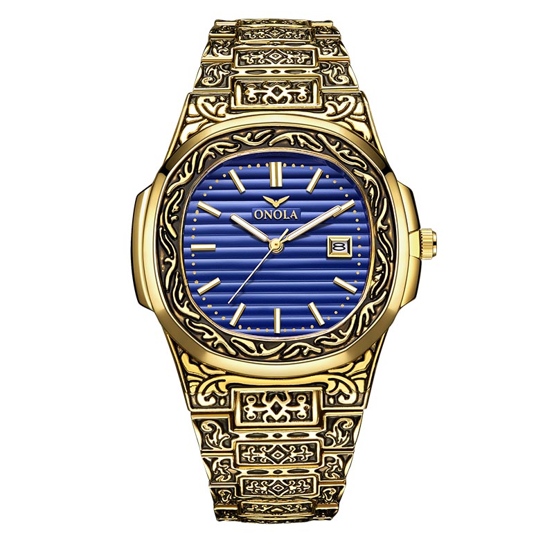 ONOLA luxury Retro golden stainless steel watch