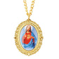 Golden Oval Jesus Virgin Mary Pendant Necklace Watch