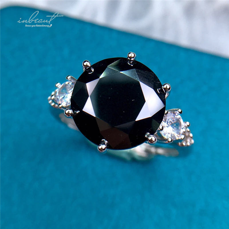 5 CT Excellent Cut Black Moissanite Ring, GRA