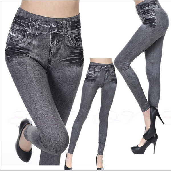 Denim Jeans Leggings Sexy Long Pocket Printing