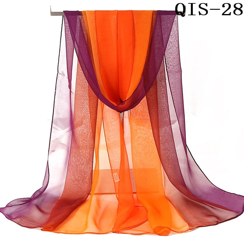 50*160cm Foulard Gradient Solid Color Georgette Shawl