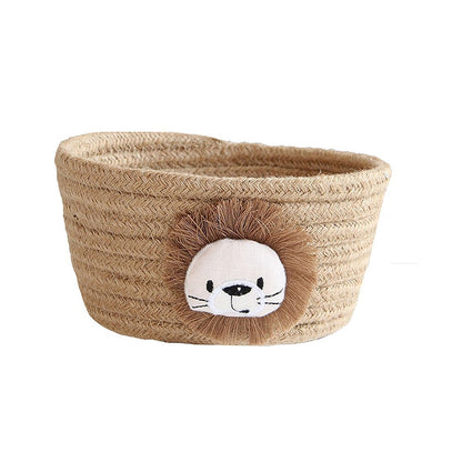 Cartoon Animals Hand Woven Storage Basket Kids Toys