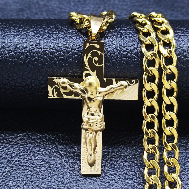 Jesus Stainless Steel Cross Necklace