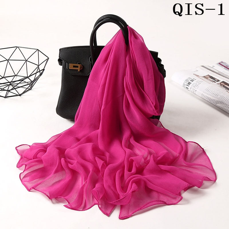 50*160cm Foulard Gradient Solid Color Georgette Shawl