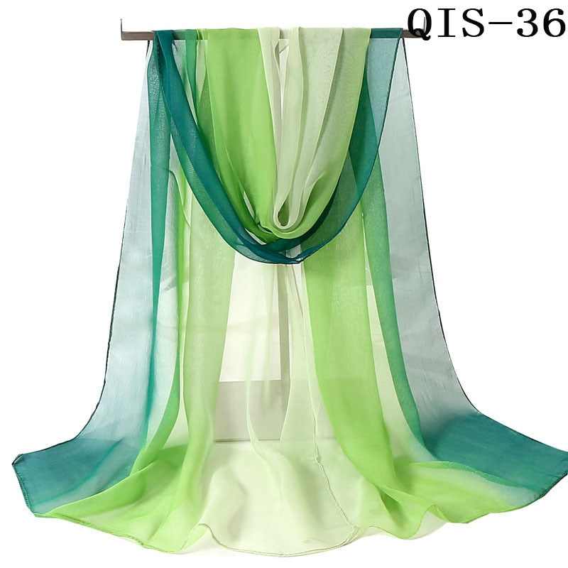 50*160cm Foulard Gradient Solid Color Georgette Shawl