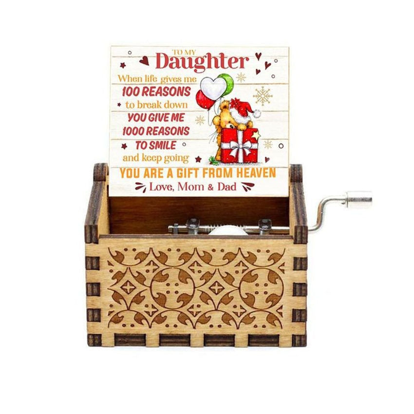 Christmas Wooden Hand Crank Music Box