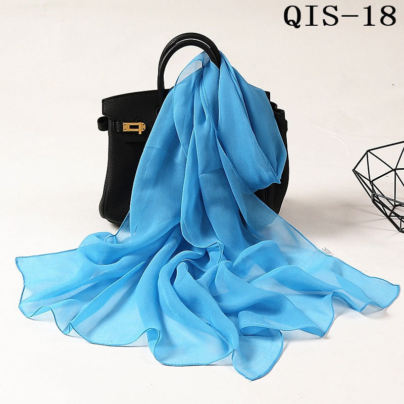 50*160cm Foulard Gradient Solid Color Georgette Shawl