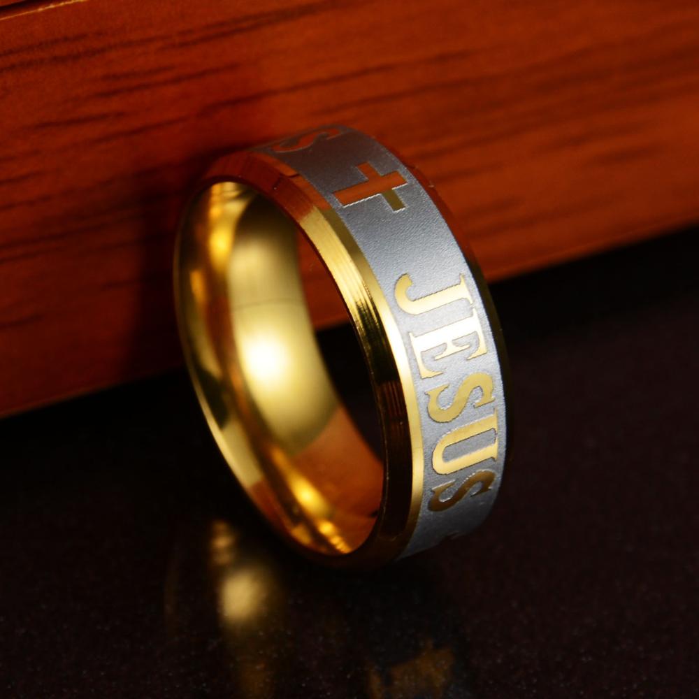 JESUS Rings for Men Christian Men Stainless Steel