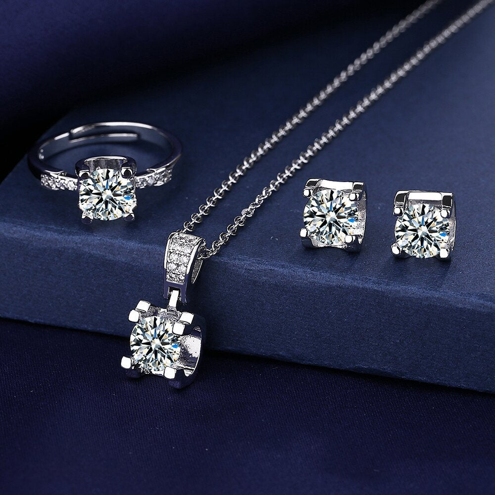 Moissanite Jewelry 925 Sterling Set