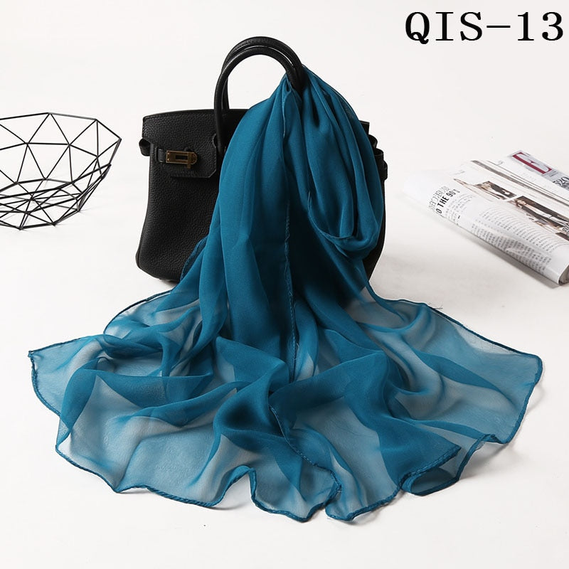 50*160cm Foulard Gradient Solid Color Georgette Shawl