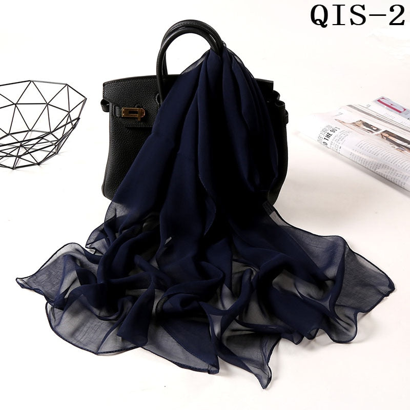 50*160cm Foulard Gradient Solid Color Georgette Shawl