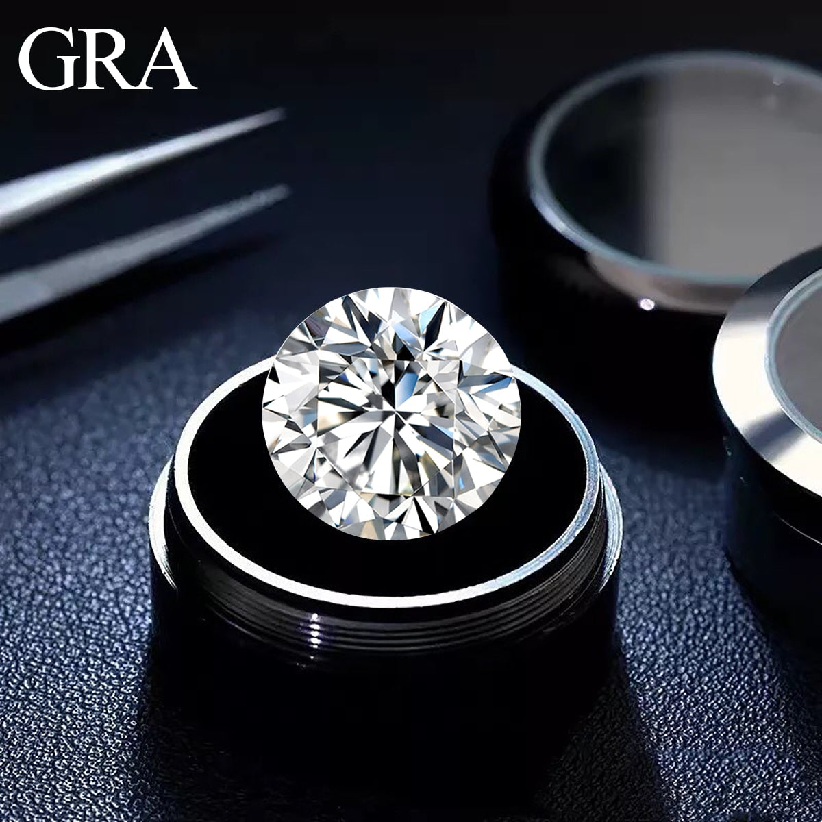 Round Brilliant Cut IJ color Moissanite, GRA