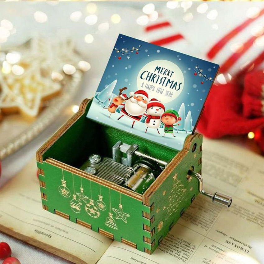 Christmas Wooden Hand Crank Music Box