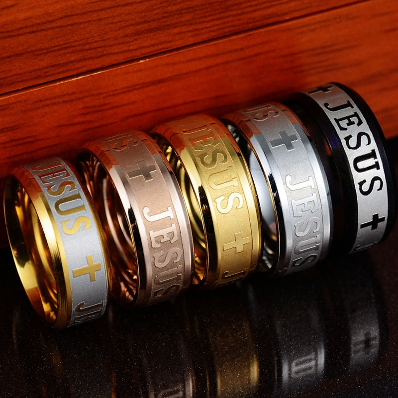 JESUS Rings for Men Christian Men Stainless Steel