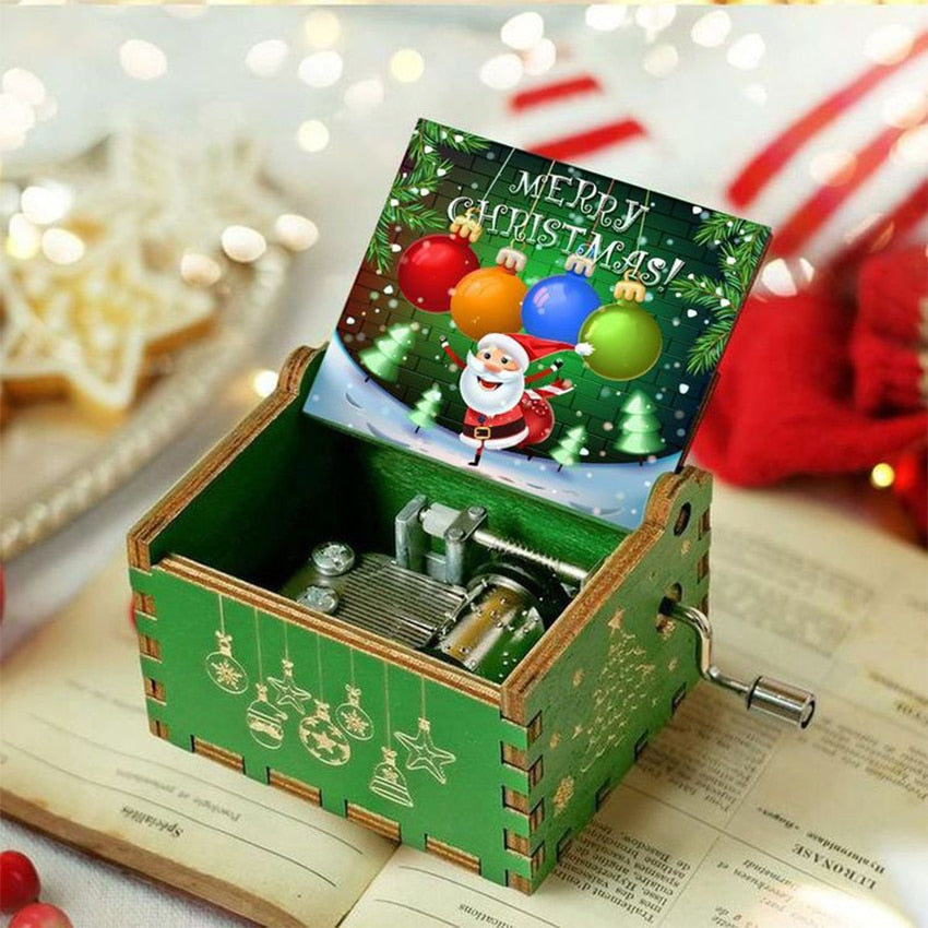 Christmas Wooden Hand Crank Music Box