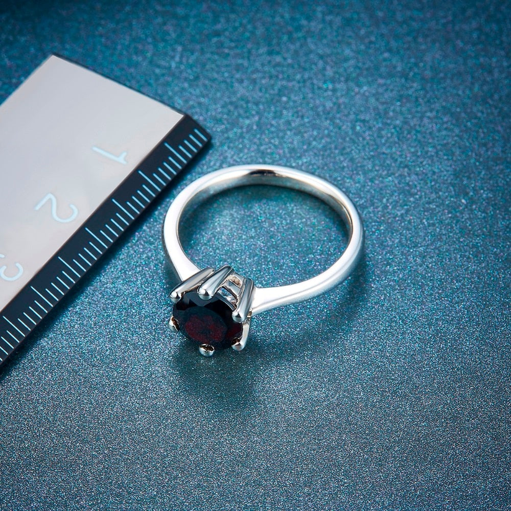 2.25 CT Natural Black Garnet 925 Sterling Silver Ring