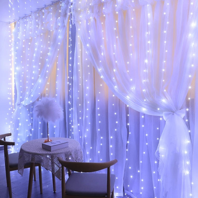 Curtain Lights Garland Merry Christmas Decorations