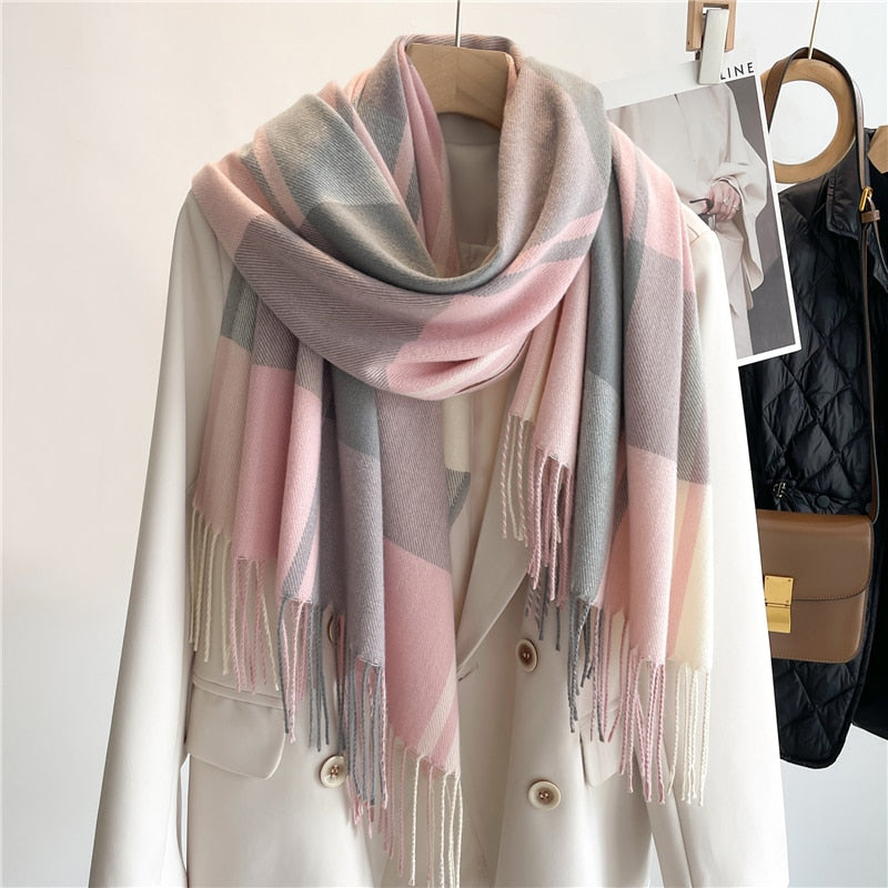 200*65cm Luxury Plaid Cashmere Long Pashmina Scarf