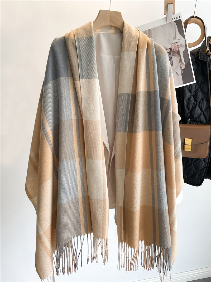 200*65cm Luxury Plaid Cashmere Long Pashmina Scarf