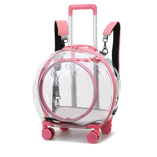 Pet Dog Cat Trolley Breathable  Suitcase  with Wheels