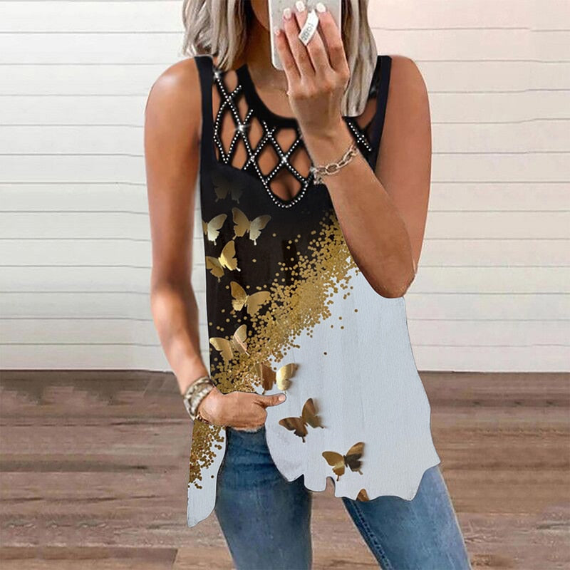 Vintage Floral Summer Casual Sleeveless Shirt