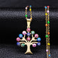 Bohemian Colorful Turkey Eyes Tree of Life Necklace