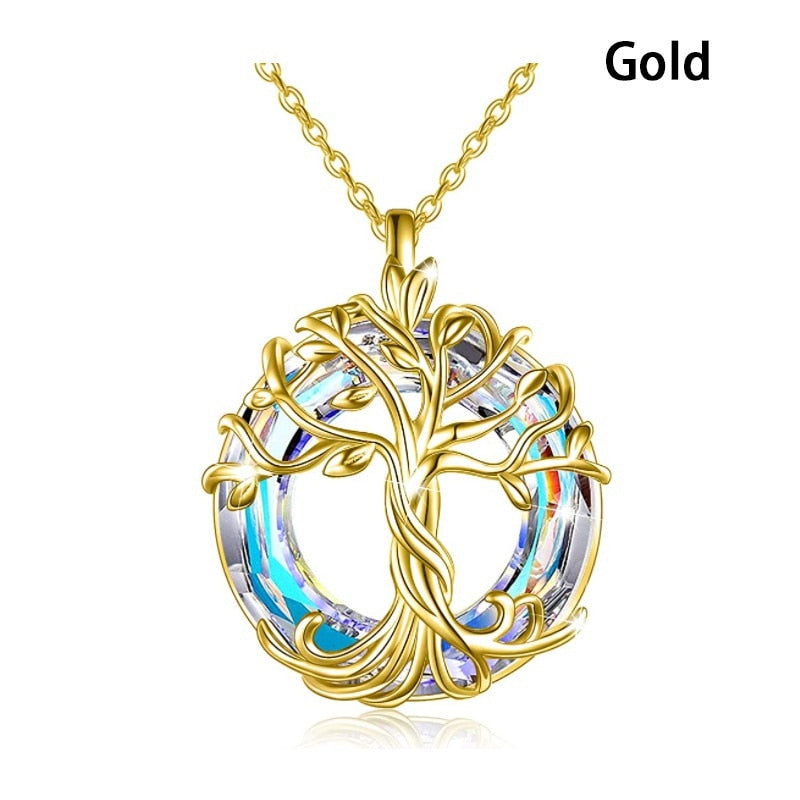 Tree of Knowledge Crystal Round Necklace