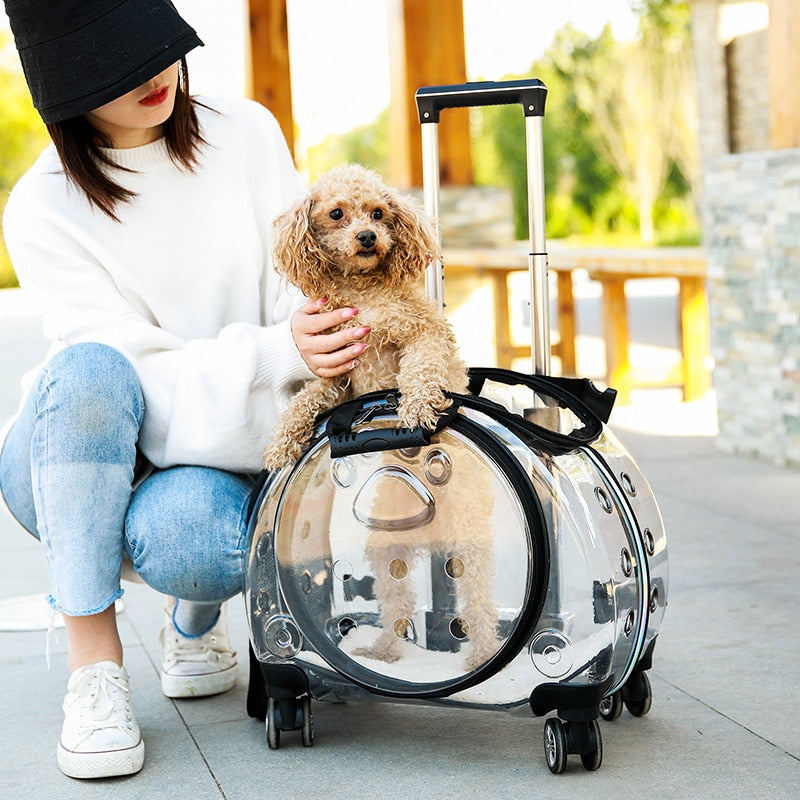 Pet Dog Cat Trolley Breathable  Suitcase  with Wheels