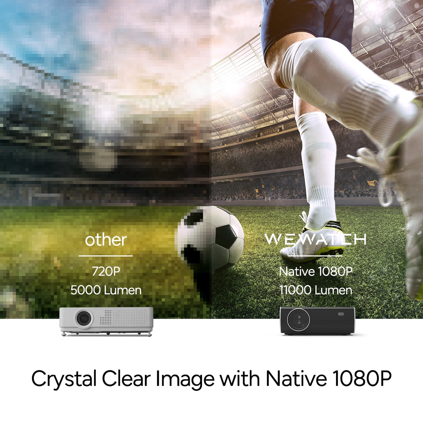 WEWATCH V56 1080P Full HD WiFi Bluetooth Built-in Speaker Video Projector for Outdoor & Home Cinema