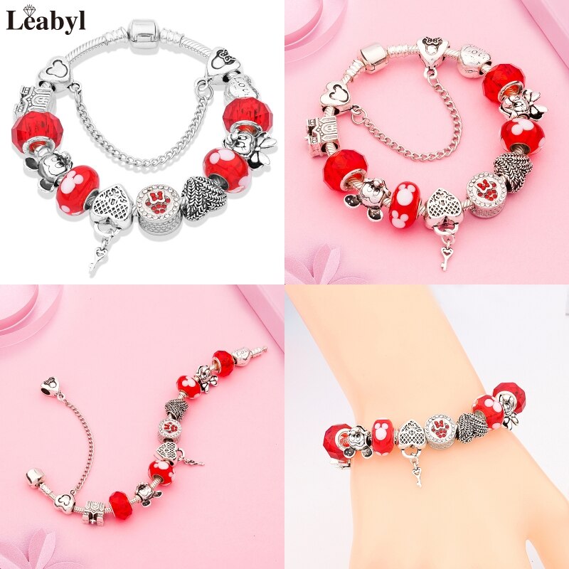 Leabyl Pink Enamel Crystal Bracelet