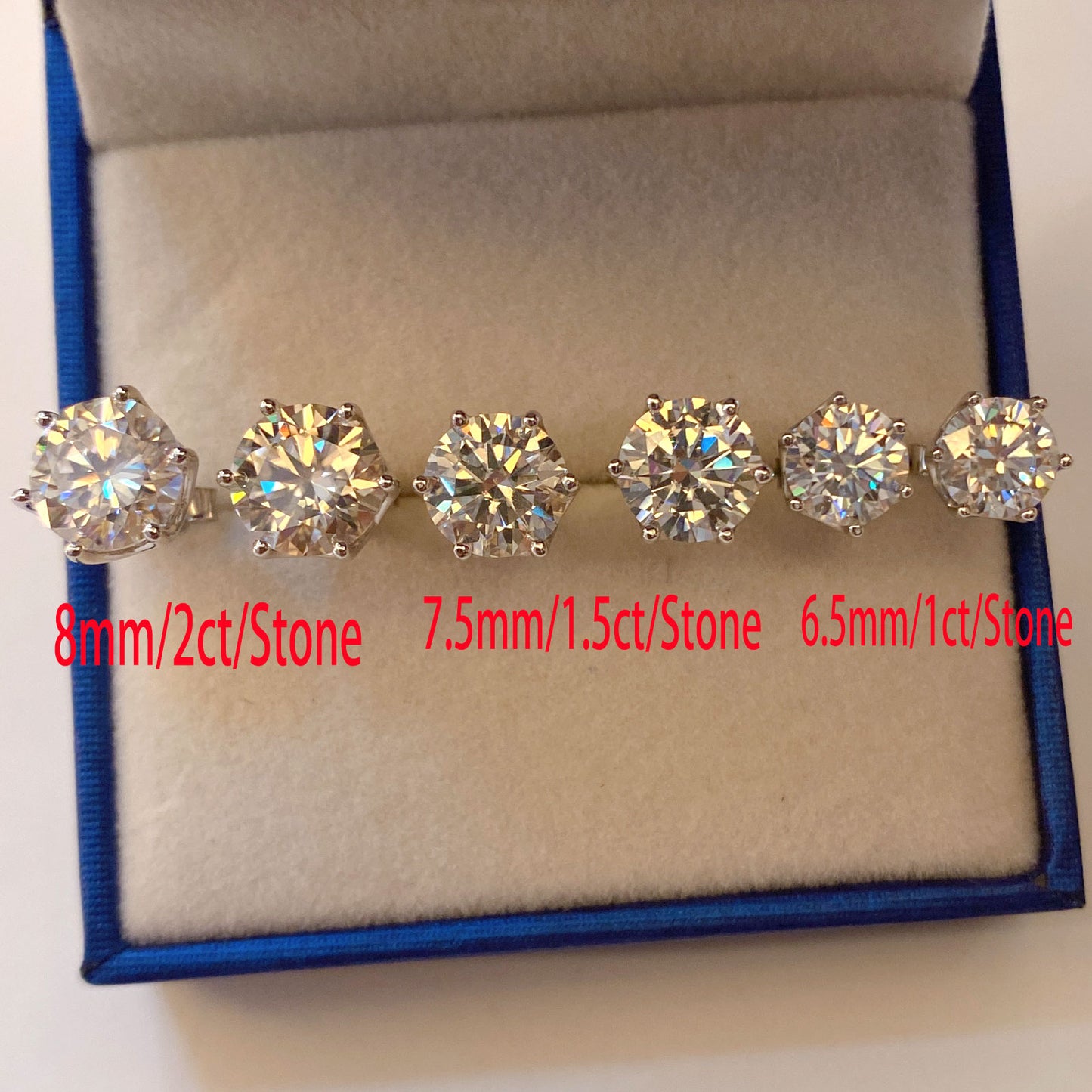 D Color 2-4CT Moissanite  Stud Earrings