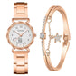 2PCS Set Gaiety Brand. Rhinestone Bracelet Montre Femme watch