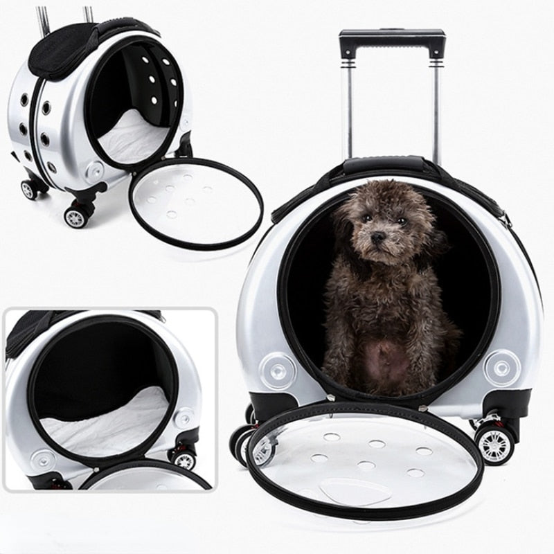 Pet Dog Cat Trolley Breathable  Suitcase  with Wheels