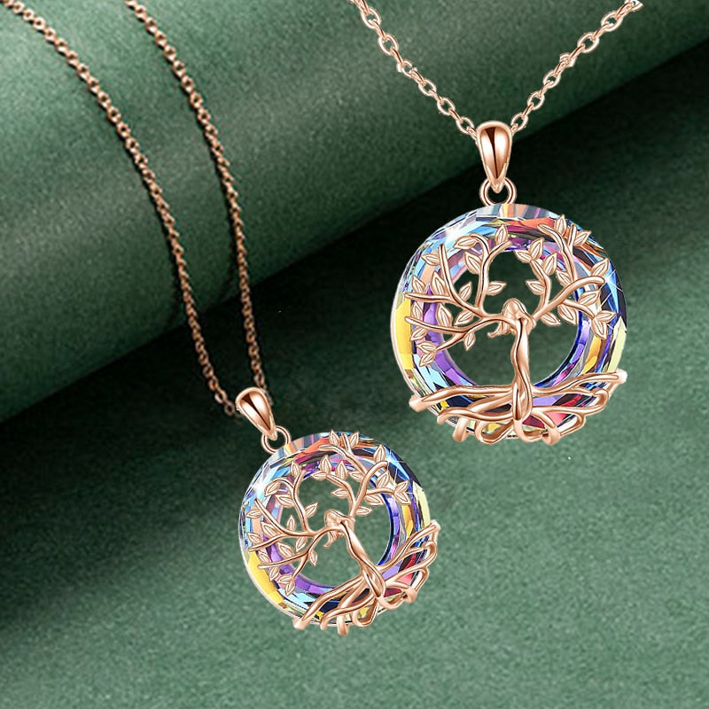 Tree of Knowledge Crystal Round Necklace