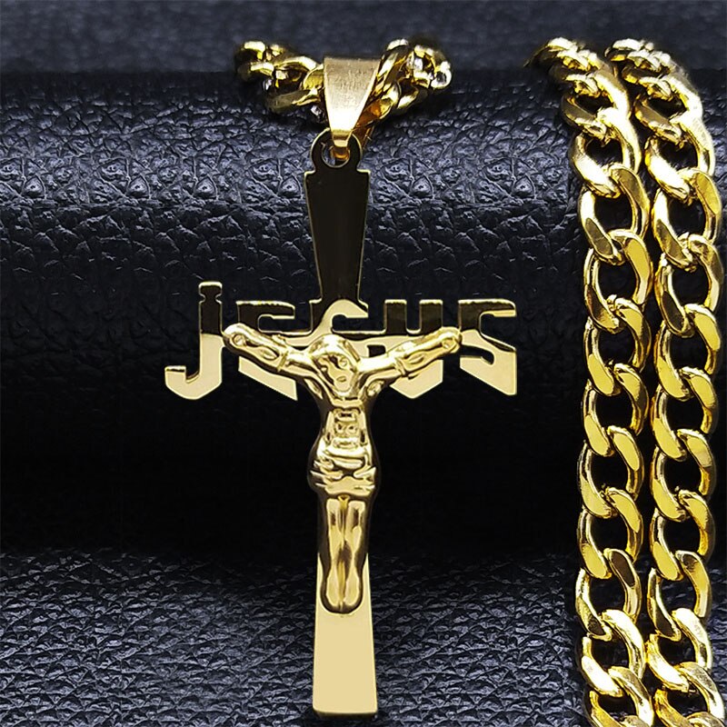 Jesus Stainless Steel Cross Necklace