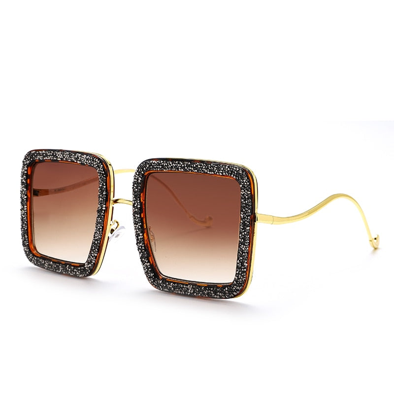 Oversized Luxury Diamond with Shiny Crystal Sunglasses