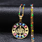 Bohemian Colorful Turkey Eyes Tree of Life Necklace