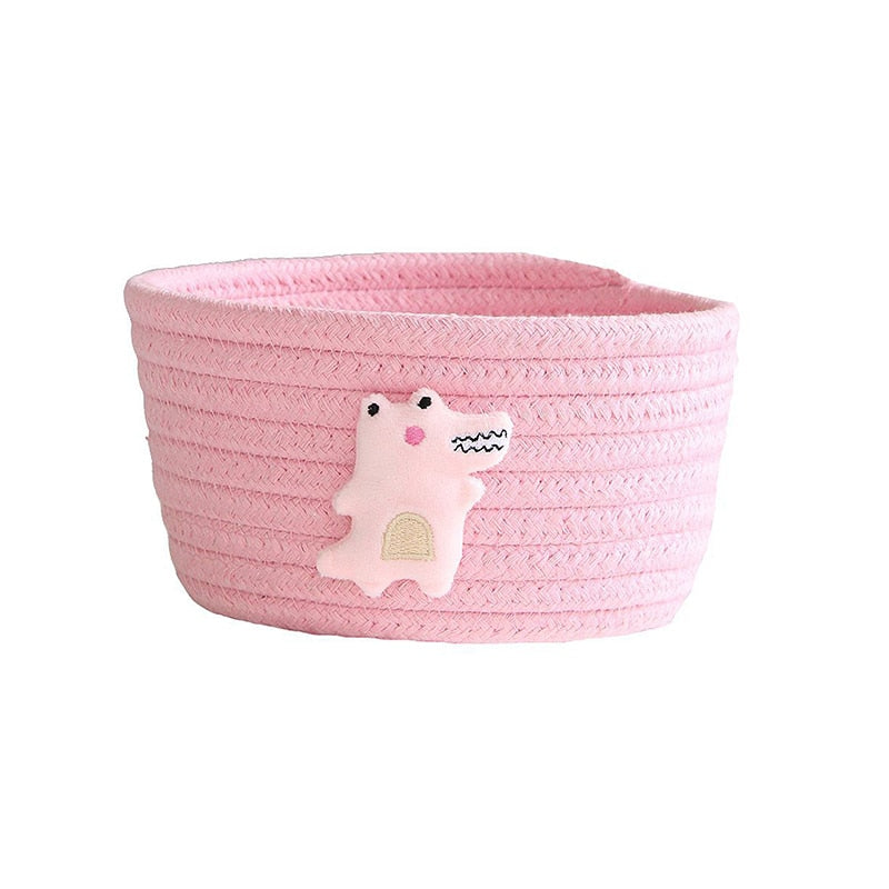 Cartoon Animals Hand Woven Storage Basket Kids Toys